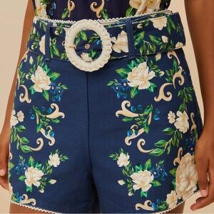 FARM Rio Navy Floral High Waist Shorts
